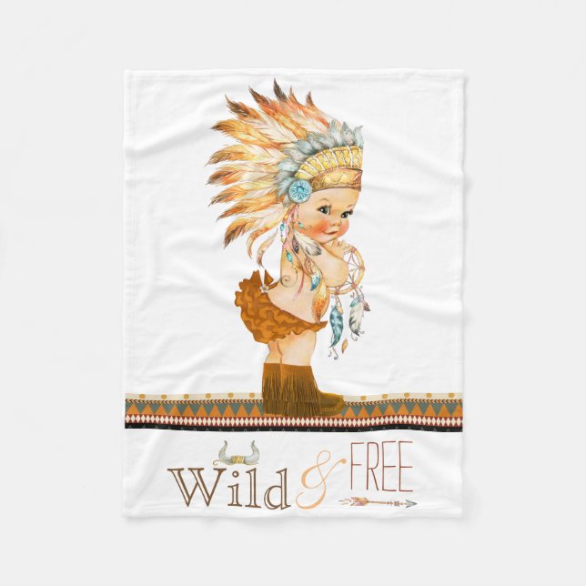 Wildes und kostenloses Girls Tribal Baby Fleecedecke (Vorderseite)