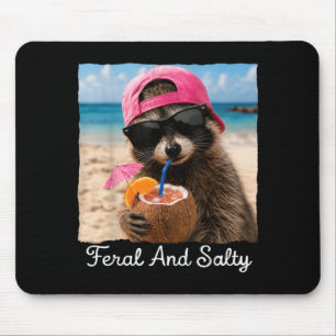 Wildes und salzig lustiges Waschbär-Strand-Sommer- Mousepad