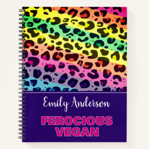 Wildes Veganer lebendiger Regenbogen-Leoparden-Dru Notizbuch