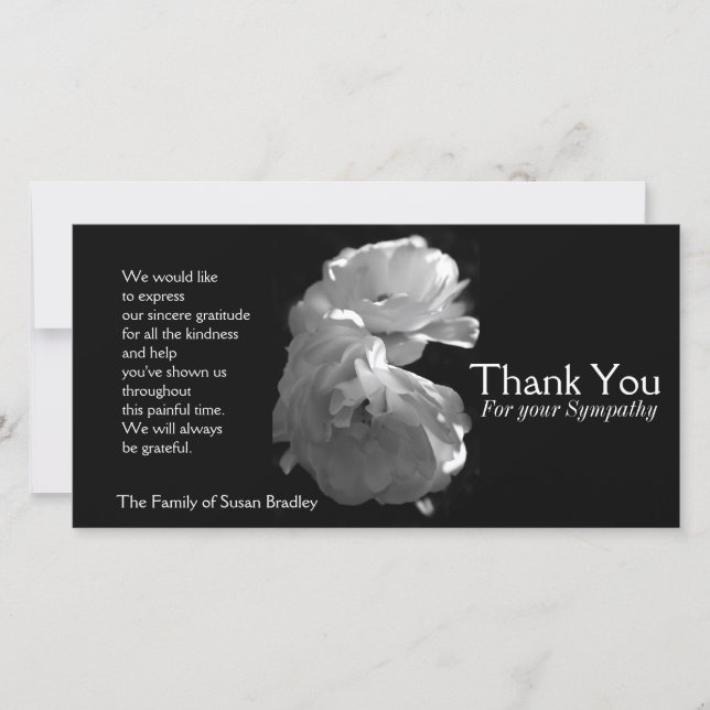 Wildes weißes Beileid der Rosen-3 danken Ihnen Dankeskarte (Vorderseite)