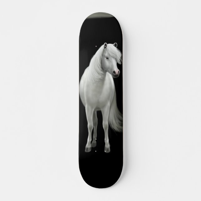Wildes weißes Mustang-Skateboard Skateboard (Vorne)