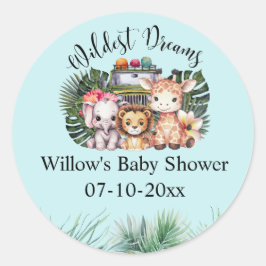 Wildest Dreams Safari Adventure Baby Shower  Runder Aufkleber