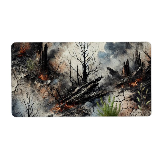 Wildfire Aftermathe-Abstrakt-Adressetikett (Vorne)