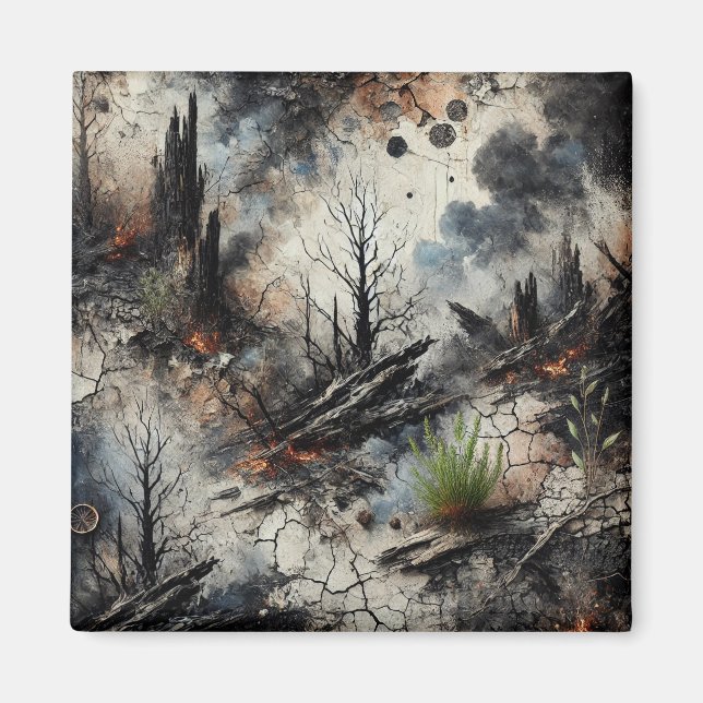 Wildfire Aftermathe Abstrakt Art Magnet (Vorne)