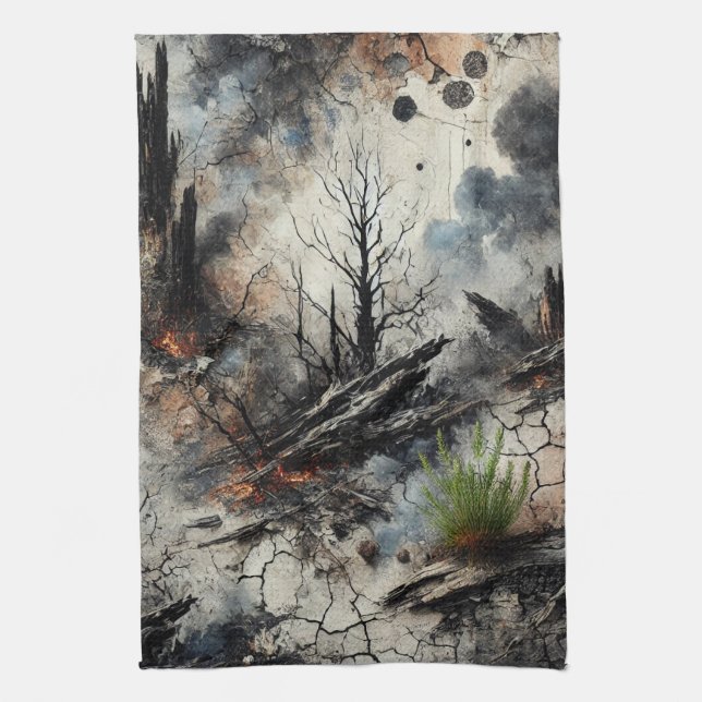 Wildfire Aftermathe Artistic Kitchen Handtuch (Vertikal)