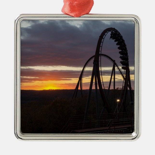 Wildfire Sunset Silbernes Ornament (Vorne)