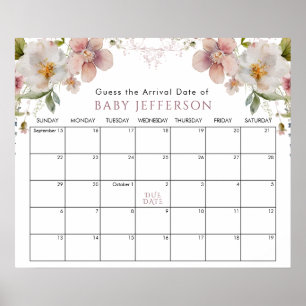Wildfloral Baby Shower Ratings Due Date Calendar P Poster
