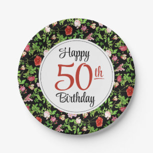 Wildflower 50. Geburtstag Pappteller