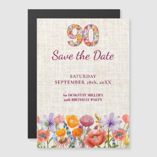 Wildflower 90. Geburtstag - Save the Date Magneteinladung