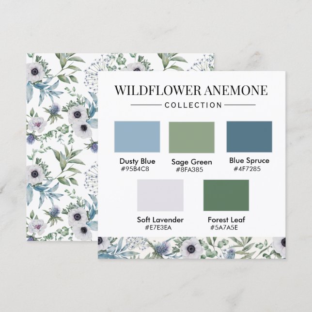 Wildflower Anemone Farbpalette Karte (Vorne/Hinten)