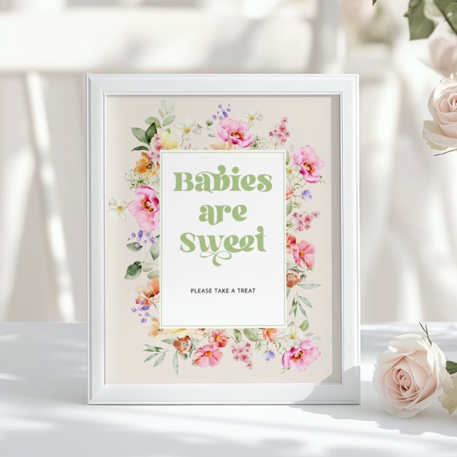 Wildflower  Babies are sweet pink sage Baby Shower Poster (Von Creator hochgeladen)
