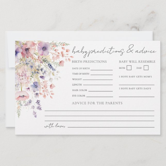 Wildflower Baby Advice Predictions Card (Vorderseite)