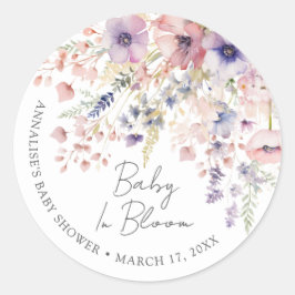Wildflower Baby In Bloom Floral Baby Shower Runder Aufkleber