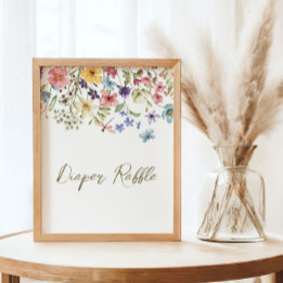 Wildflower-Baby-in-Blüte-Baby-Shower-Windel-Raffle Poster