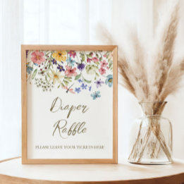 Wildflower-Baby-in-Blüte-Baby-Shower-Windel-Raffle Poster