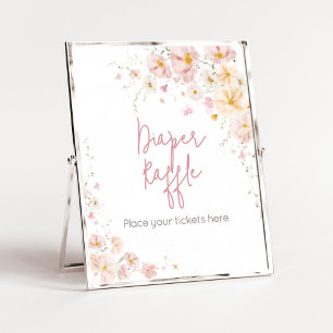 Wildflower-Baby-in-Blüte-Baby-Shower-Windel-Raffle Poster