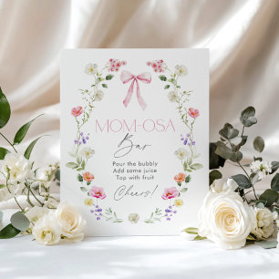 Wildflower-Baby in Blüte rosa Schleife Momosa Bar Poster