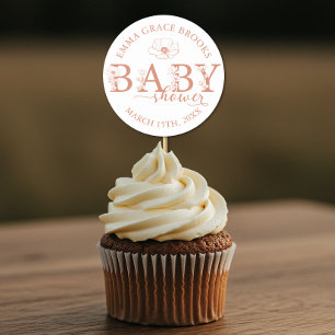 Wildflower-Baby-Party Editable  Runder Aufkleber