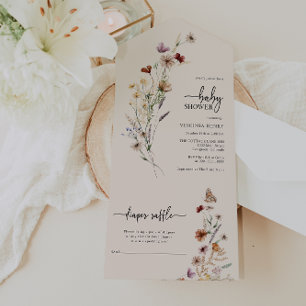 Wildflower-Baby-Party Einladung in einem Alles-in-