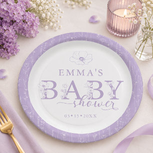 Wildflower-Baby-Party Lavendel Blumen Teller