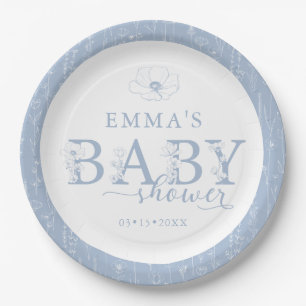 Wildflower-Baby-Party Staubblaue Blumenplatte Pappteller