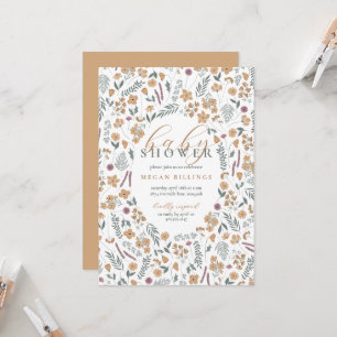 Wildflower-Baby-Shower-Einladung - hellorange Einladung