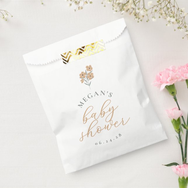 Wildflower Baby Shower Favor Bags - Orange Geschenktütchen (Versiegelt)