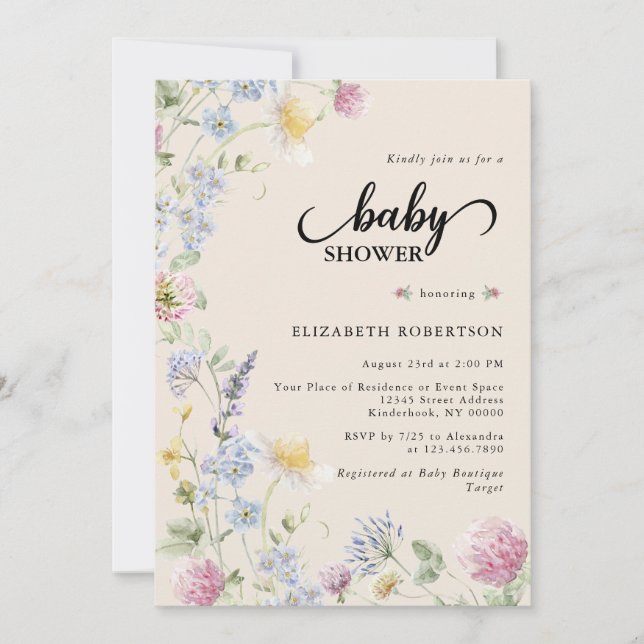 Wildflower Baby Shower Invitation Einladung (Vorderseite)
