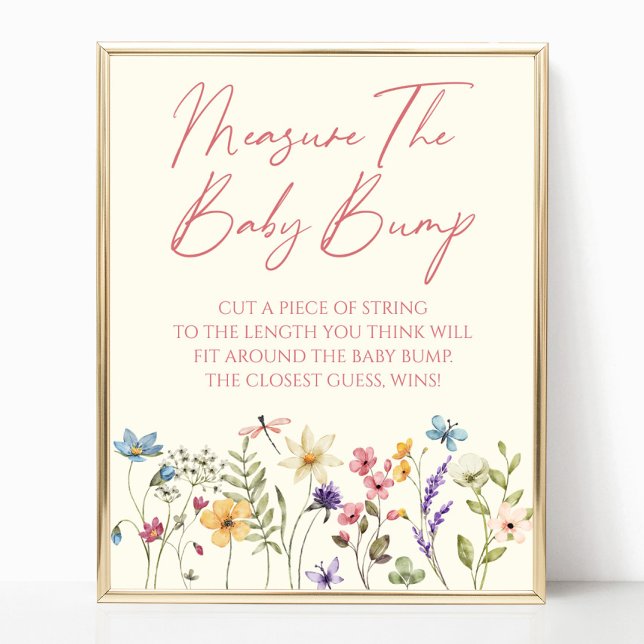 Wildflower Baby Shower Measure The Baby Bump Sign Poster (Von Creator hochgeladen)