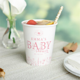 Wildflower Baby Shower | Pink Floral Paper Cup Pappbecher