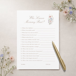 Wildflower Baby Shower Who Knows Mommy Best Card Einladung