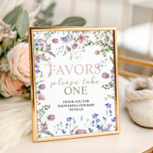 Wildflower-Babyparty-Geschenke Schild