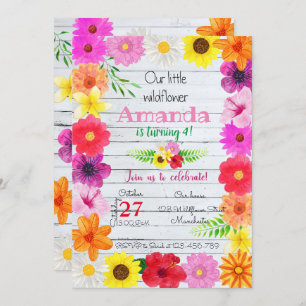 Wildflower Birthday Invitation, Flower Invite, Einladung