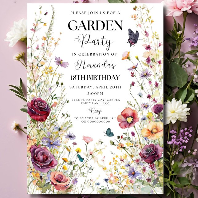 Wildflower Birthday Invitation Garden Party Invite Einladung (Von Creator hochgeladen)
