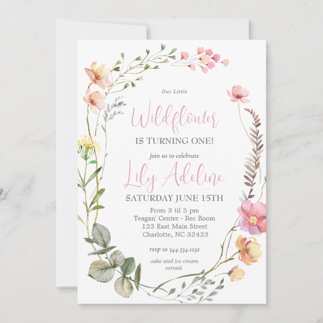 Wildflower Birthday invitation, Little Wildflower Einladung (Vorderseite)