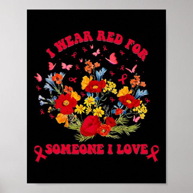 Wildflower Blood Cancer Awareness Apparel Red Ribb Poster (Vorne)