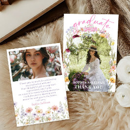 Wildflower Bloom Graduation  Party Thank You Card Dankeskarte