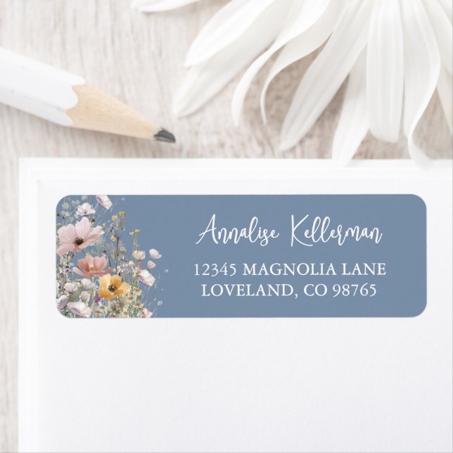 Wildflower Blue Floral Return Address (Insitu)
