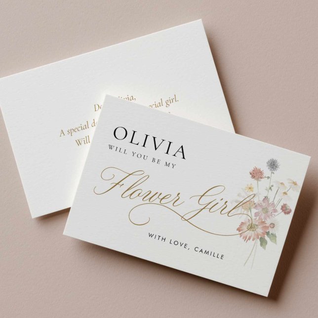 Wildflower-Blumenmädchen-Antragskarte Einladung (Wildflower Flower Girl Proposal Card)