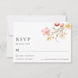 Wildflower Blush Floral Garden Wedding RSVP Cards