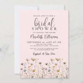 Wildflower Blush Pink Bridal Shower Einladung