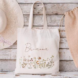 Wildflower Boho Brautjungfer Name-Tasche Tragetasche