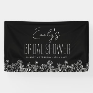 Wildflower Boho Brautparty Schwarz Banner