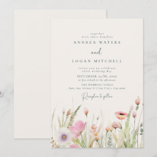 Wildflower Boho Chic-Hochzeit Einladung