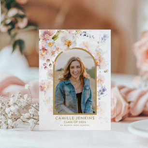Wildflower-Boho-Foto-Abschlussankündigung Einladung