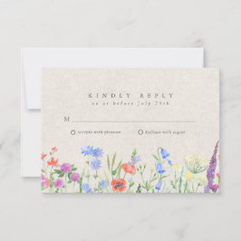 Wildflower Boho Garden Wedding RSVP  Karte