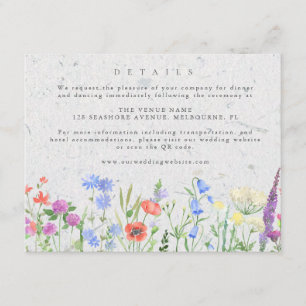 Wildflower Boho Garten Hochzeitsdetails Begleitkarte