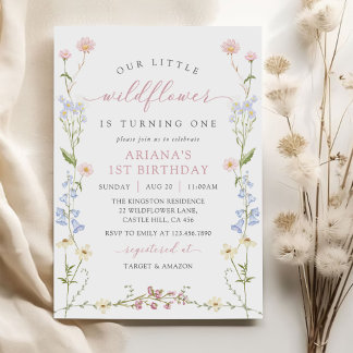 Wildflower Boho Girl 1st Birthday Party Einladung