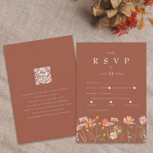 Wildflower-Boho-Herbst-Terrakotta-Essen-Optionen RSVP Karte