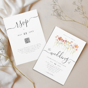 Wildflower Boho Hochzeit QR-Code Einladung